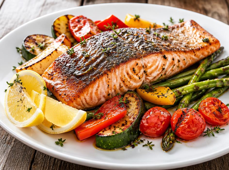 Salmão Grelhado com Legumes